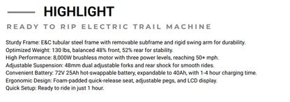 ETM RTR Electric Dirt bike 72V 8KW White